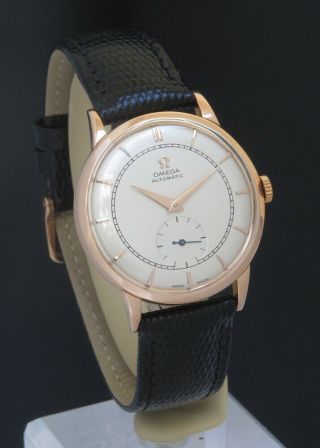 STUNNING SOLID 18CT 18K ROSE GOLD OMEGA AUTOMATIC BUMPER MENS WATCH C1949 3