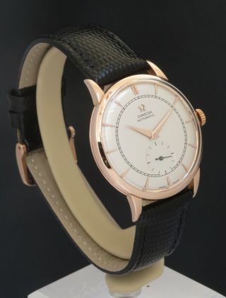 STUNNING SOLID 18CT 18K ROSE GOLD OMEGA AUTOMATIC BUMPER MENS WATCH C1949 4