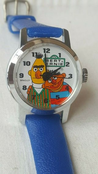 Vintage Bert And Ernie Character Watch Wind Up Bradley Sesame Street Ca 1980
