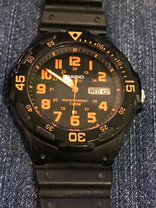 Casio Mrw - 200h Orange Black Analog Resin 100m Wr Watch