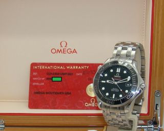 OMEGA 41mm SEAMASTER DIVER CO - AXIAL AUTOMATIC STAINLESS STEEL WATCH BOX/PPS 10