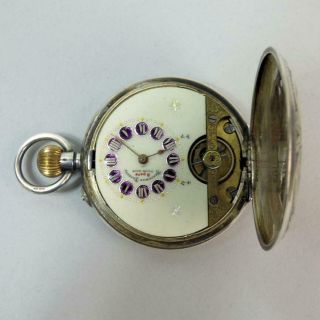 Antique Hebdomas Movement Silver Full Hunter Pocket Watch C.  1911