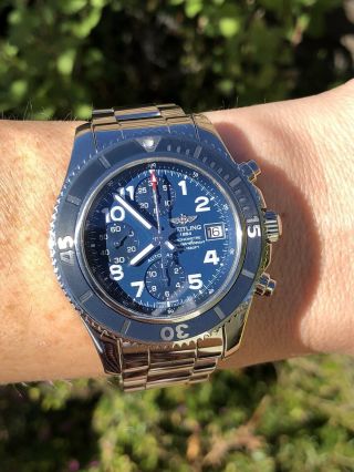 Breitling Superocean Chronograph 42 Blue Dial Mens Watch A13311 Box & Papers