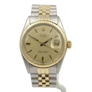 Mens Rolex Oyster Perpetual Datejust 14k Gold & S/s Two Tone 6604