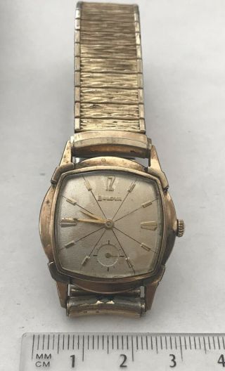 Vintage Mens Bulova Gold Filled Wrist Watch Runs Unique Case