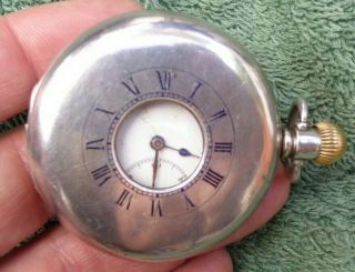 Antique Silver Half Hunter Pocket Watch.  Spares,  Mvt.
