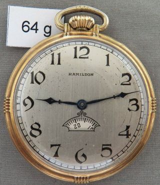Vintage Scarce Hamilton " Digital " Model 12 Size Pocket Watch,  Gold Filled,