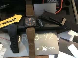 Bell & Ross BR03 - 92 42mm PVD/DLC Orange Dial SPECIAL LIMITED EDITION,  3 straps 2