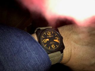 Bell & Ross BR03 - 92 42mm PVD/DLC Orange Dial SPECIAL LIMITED EDITION,  3 straps 7