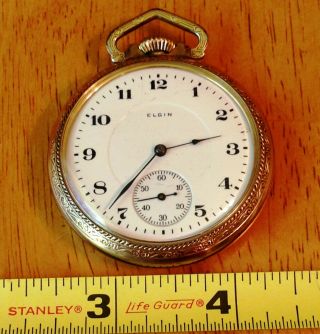 1919 Elgin Veritas Pocket Watch,  21 Jewels,  Size 16,  Star 10k Gold Filled Case