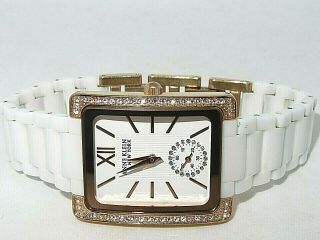 Anne Klein 12/2292wtrg Ladies Crystal Accented Ceramic & Rose Gold Tone Watch