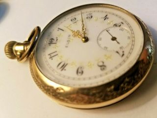 Antique 1905 Elgin 16s Pocket Watch 15 Jewels - 10k Gold Ornate Decorative Case