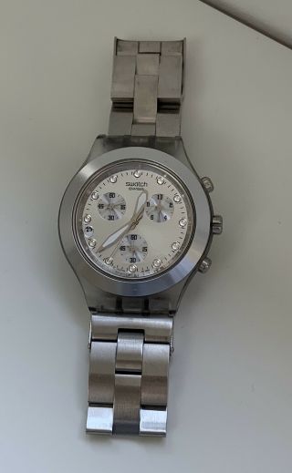Swatch Irony Diaphane Full - Blooded Silver Chronograph Svck4038g Unisex Watch