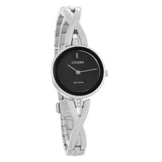 Citizen Eco - Drive Ladies Silhouette Black Dial Crystal Bracelet Watch Ex1420 - 50e
