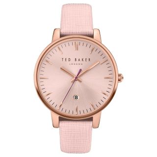Ted Baker Ladies Pink Leather Strap Watch Te10030737 Rrp £155