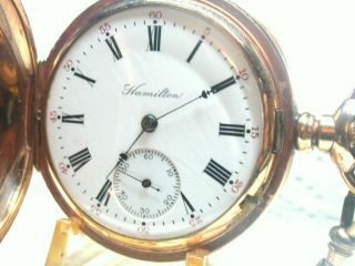 Vintage Hamilton 16 S.  Un - Common,  17 Jewels,  Hunter Pocket Watch,  Runs - Grade 973