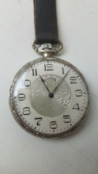 Vintage 12 Size Grade 255 Openface Wolverine Illinois Pocket Watch 17 Jewels