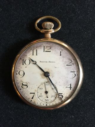 Rare Antique South Bend Watch Co Indiana Usa “panama” Pocketwatch” 17j