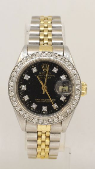 6917 Gorgeous 18k/steel Rolex Datejust Watch With Diamond Bezel And Dial K7