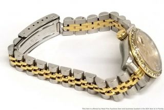 Ladies Rolex Datejust 69173 18k Gold SS Diamond Bezel Watch Box Paper Booklets 10