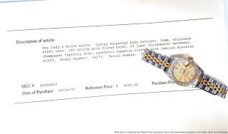 Ladies Rolex Datejust 69173 18k Gold SS Diamond Bezel Watch Box Paper Booklets 2
