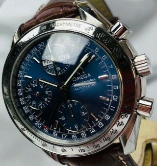 Omega Speedmaster Chronograph Triple Date 12/24 Auto Wristwatch Box & Books