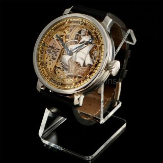 Unique Patek Philippe & Co Wrist Watch Skeleton Engraved 18 Size Swiss Movement