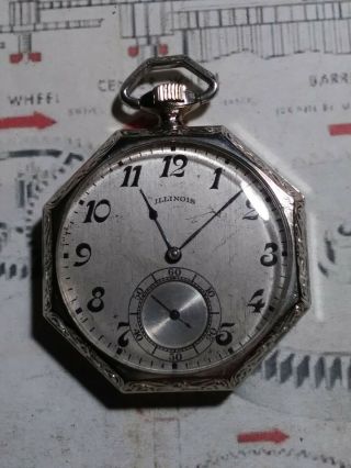 1918 Illinois Watch Co.  805 Wavy Lined 12s 17j M.  3 G.  404 Watch