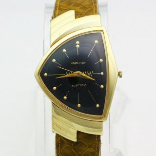 Vintage Asymmetrical 14k Yellow Gold Hamilton 500 Ventura Electric Wristwatch