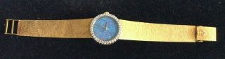 Authentic Corum Ladies 18k Yellow Gold Watch With Opal Face And Diamond Bezel