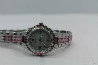 Armitron 75/3689sv Silver/pink/clear Swarovski Crystal Watch Battery