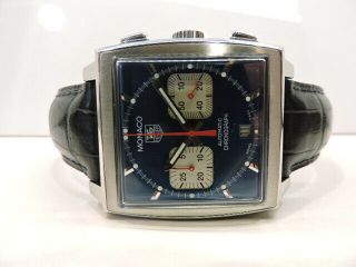 Tag Heuer Monaco Mcqueen Automatic Chronograph 38mm Ref: Cw2113 Leather Strap