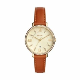 Fossil Jacqueline Brown Leather Strap Champagne Dial Es4293 Ladies