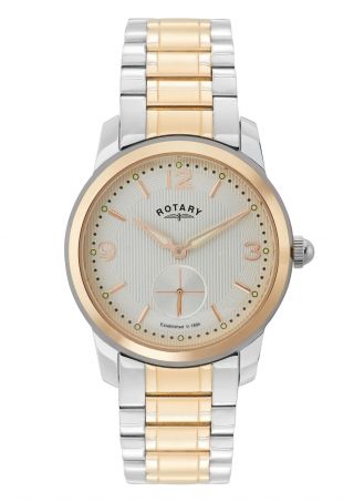 Rotary Cambridge Rose Gold Silver Strap White Dial Mens Watch Gb02701/01 £195