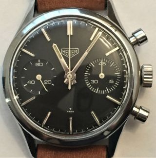 Mens Vintage Heuer Chronograph Stainless Steel Watch Ref 3641
