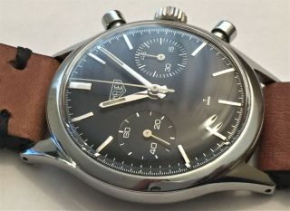 Mens Vintage Heuer Chronograph Stainless Steel Watch Ref 3641 3