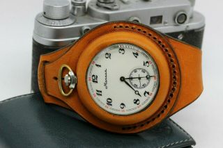 Vintage Military 3602 Train Pocket Watch,  Wwi Style Leather Wristband Wwii