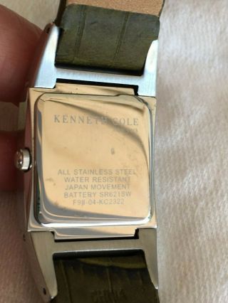 Kenneth Cole Men ' s Wristwatch Green Leather Band Rectangle Case Analog Date 6