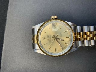 Rolex Datejust Gold Yellow And Silver 36mm Watch For Men.