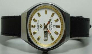 Vintage Ricoh Automatic Day Date Mens Stainless Steel Wrist Watch Old s478 6