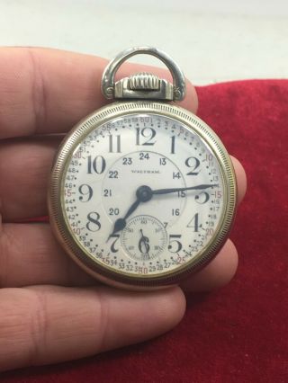 Very Rare Vintage Waltham Pocket Watch 21 Jewels Open Face Silver On Nickel (c)
