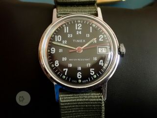 Great Vintage Military Type Watch Timex Sprite Gb Recently Serviced 1975 M25