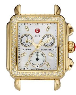 Michele Gold Deco Day 120 Diamond Dial Watch Head Mw06p01b0046
