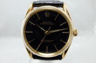 Rolex Vintage 1950s 14k Gold Oyster Perpetual 1011 Tropical Bombay Lugs