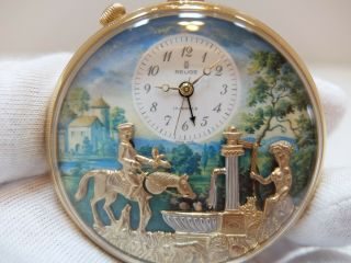 Vintage Reuge Automaton Musical Alarm Pocket Watch (watch The Video)