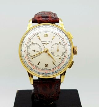 Fine & Rare Vintage 18k Longines Flyback Chronograph Cal 30ch