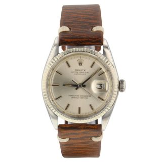Rolex Datejust 36 Mm Steel Automatic Leather Watch 1601 Circa 1971