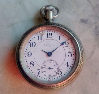 1900 Elgin Pocket Watch S18 19j Gr.  240 Model 8 Open Face B W Raymond For Repair