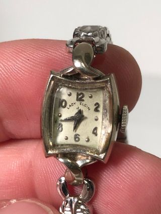 Vintage Elgin Ladies Wristwatch 14k Gold Case Lady Watch Needs Repairs