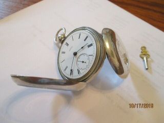 Waltham 18 Sz Coin Silver William Ellery Key Wind Pocket Watch